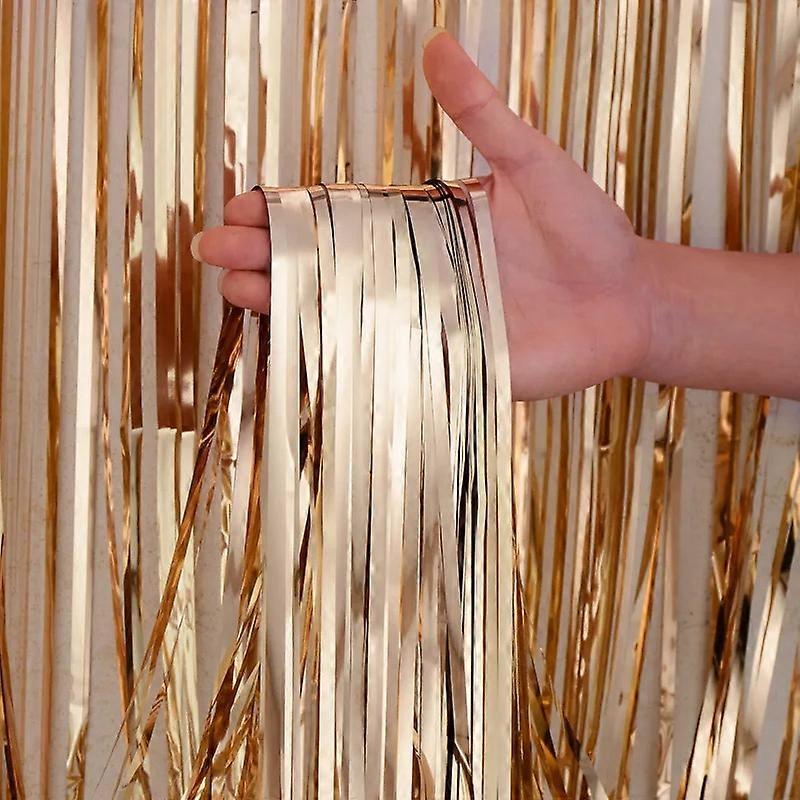 Cheap as a Party Metallic Tinsel Foil Fringe Curtains Backdrop for Birthday New Year Eve Party Photo Wedding Decor