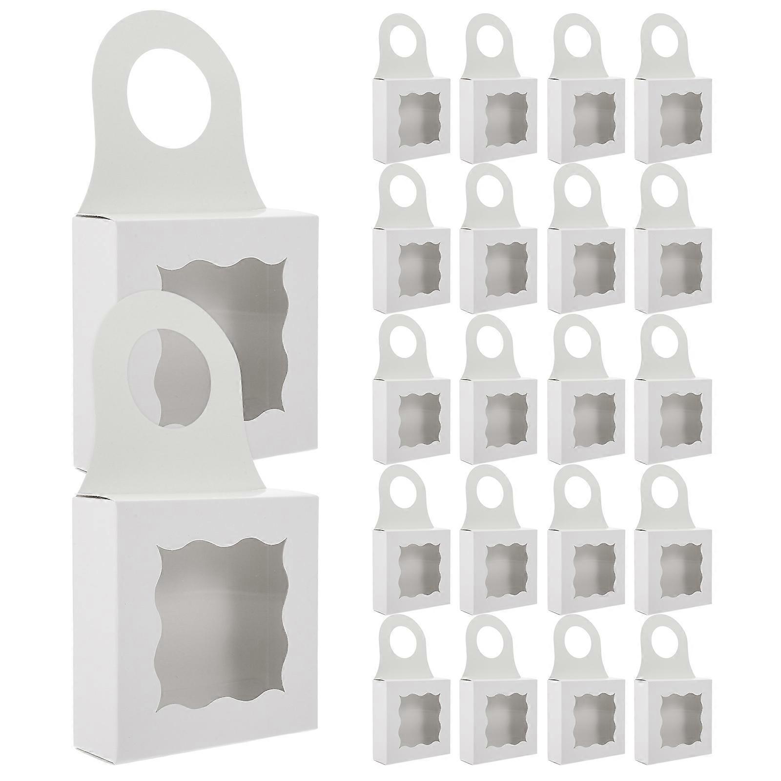 White Hanger Box for Storage with Window 25Pcs Paper Gift Box