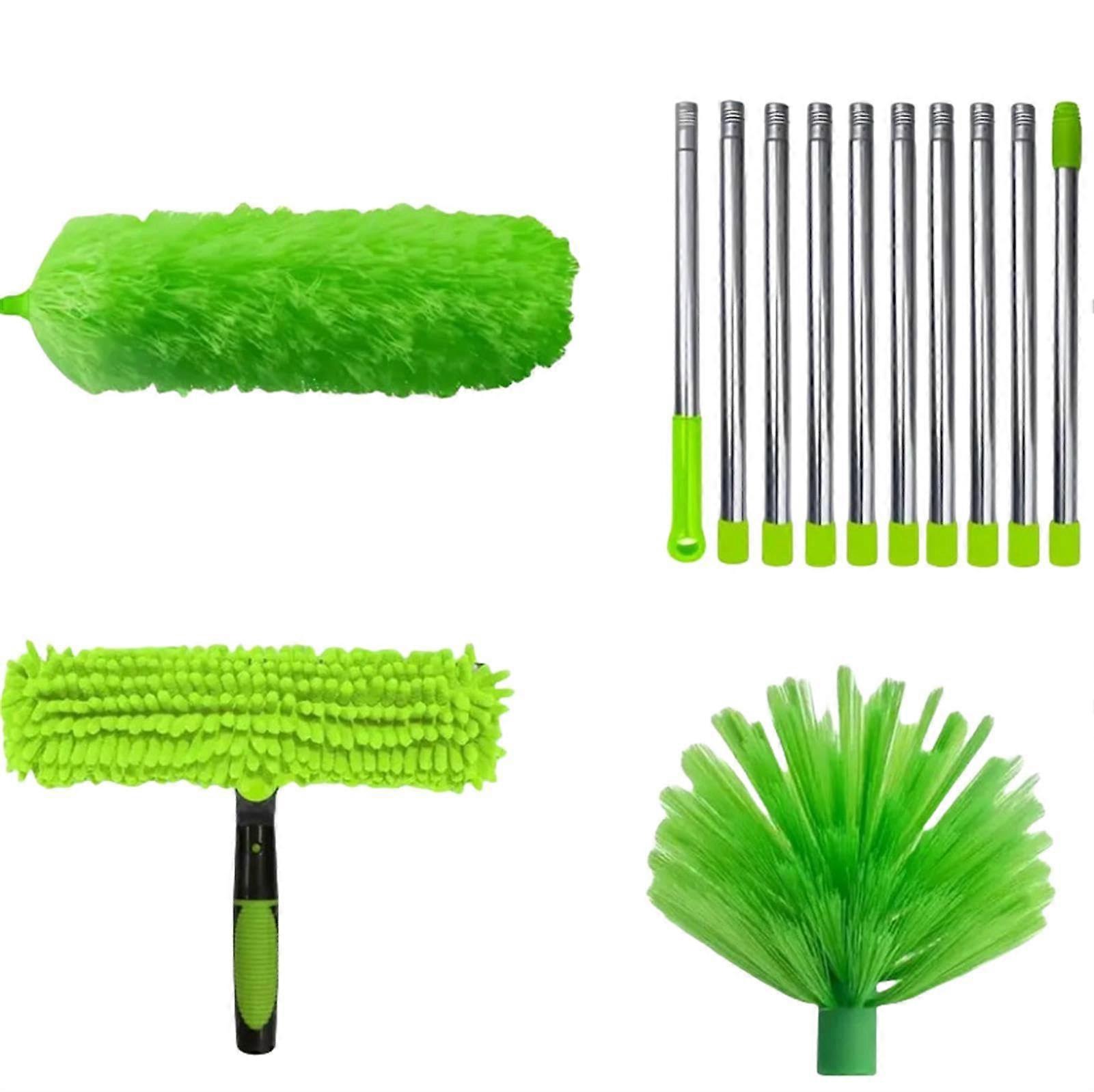 Extendable Duster with 170Inch Pole, 180° Rotatable Washable Head for  Ceilings, Green