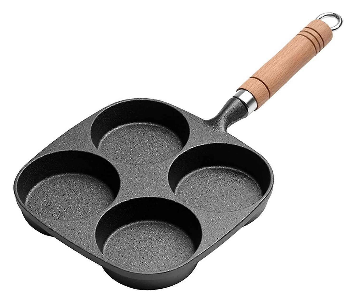 Cast Iron Pancake Pan 4 Cup Egg Skillet Fast Even Heating Induction Compatible Easy Clean