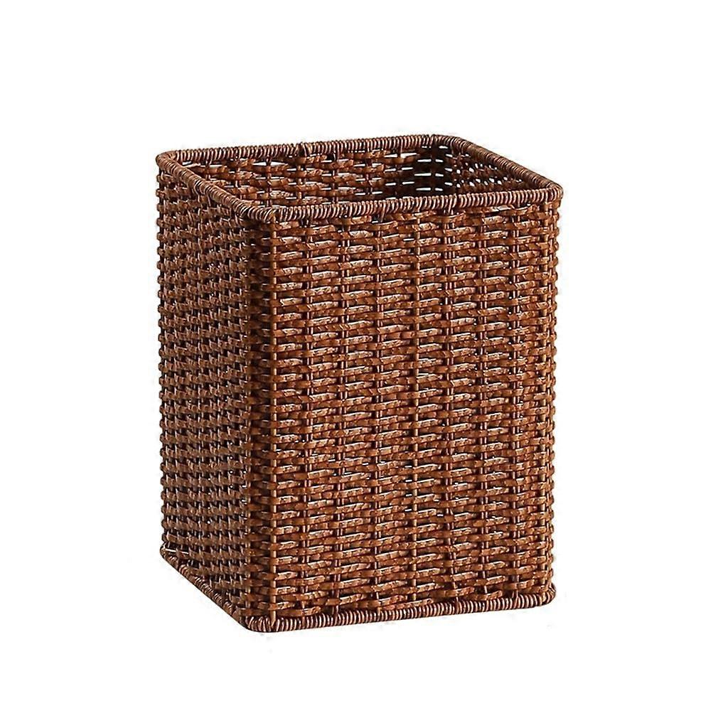 Stylish Rattan Style Trash Can for Kitchen Bathroom, Compact Waste Bin for Small Spaces