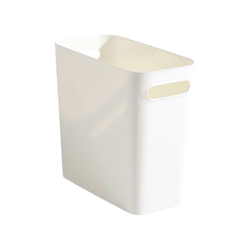 Plastic Trash Can with Lid, Large Capacity Garbage Bin for Bathroom, Slim SpaceSaving White