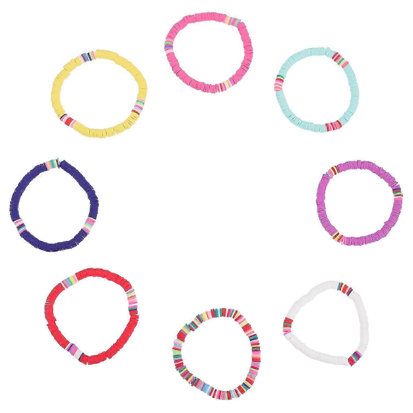 8 Pcs Stackable Women's Friendship Bead Heishi Bracelet Set