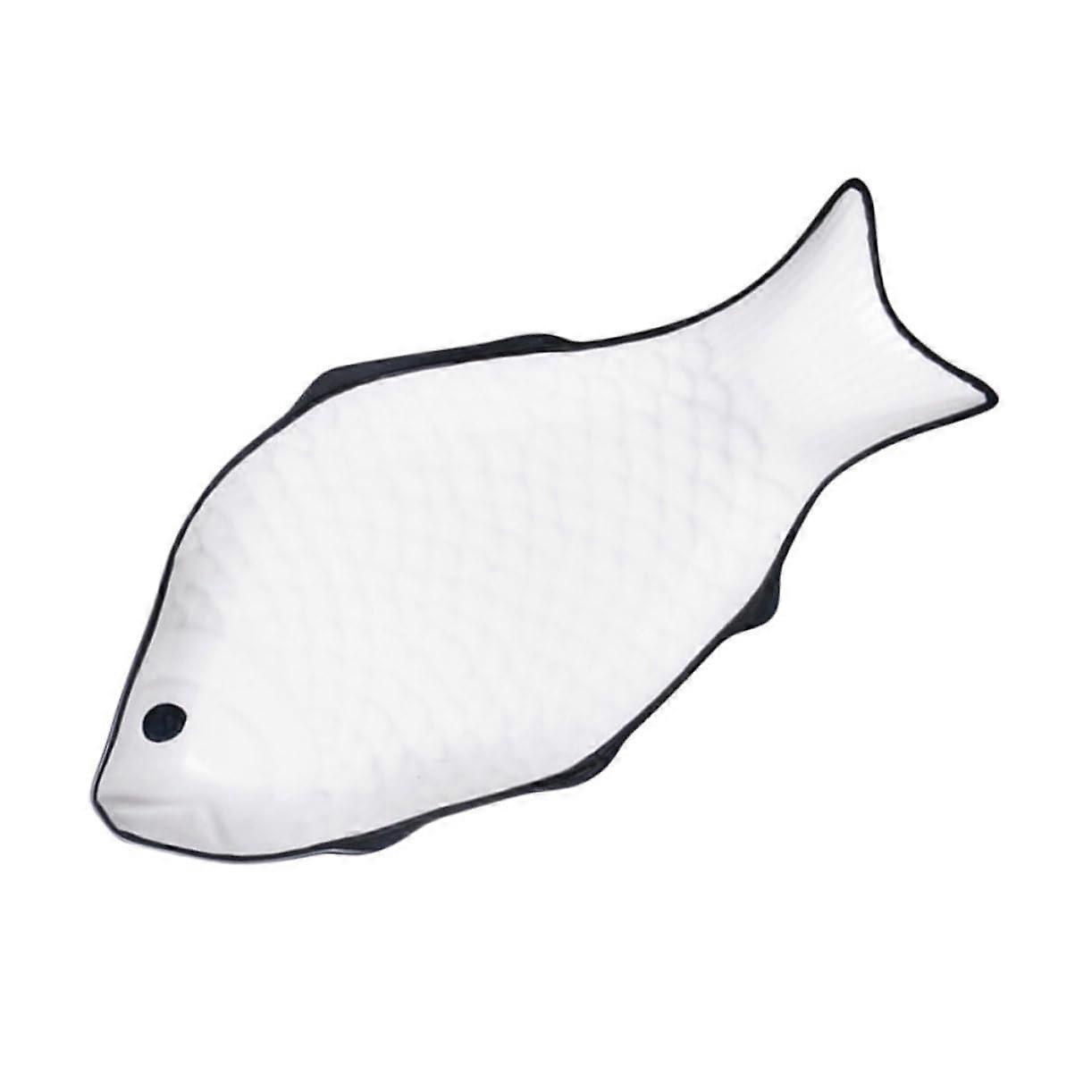 Ceramic Fish Shaped Plate for Seafood, Microwave Safe Elegant Serving Dish for Parties