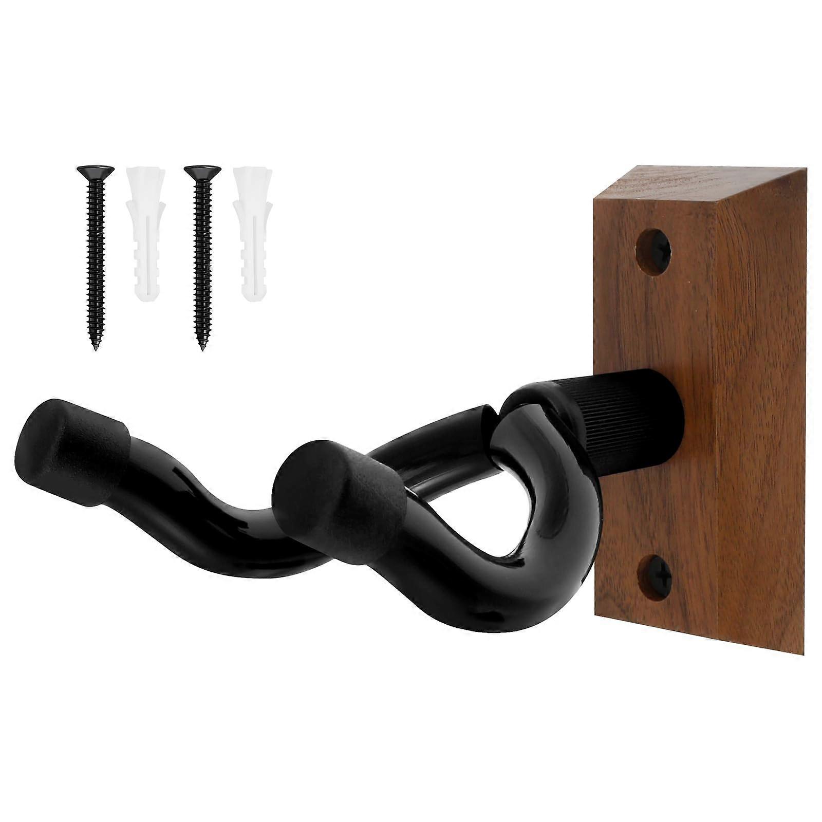 Guitar Wall Mount Hanger with Solid Wood Base, Rotatable Yoke and Soft Padding for Ukulele