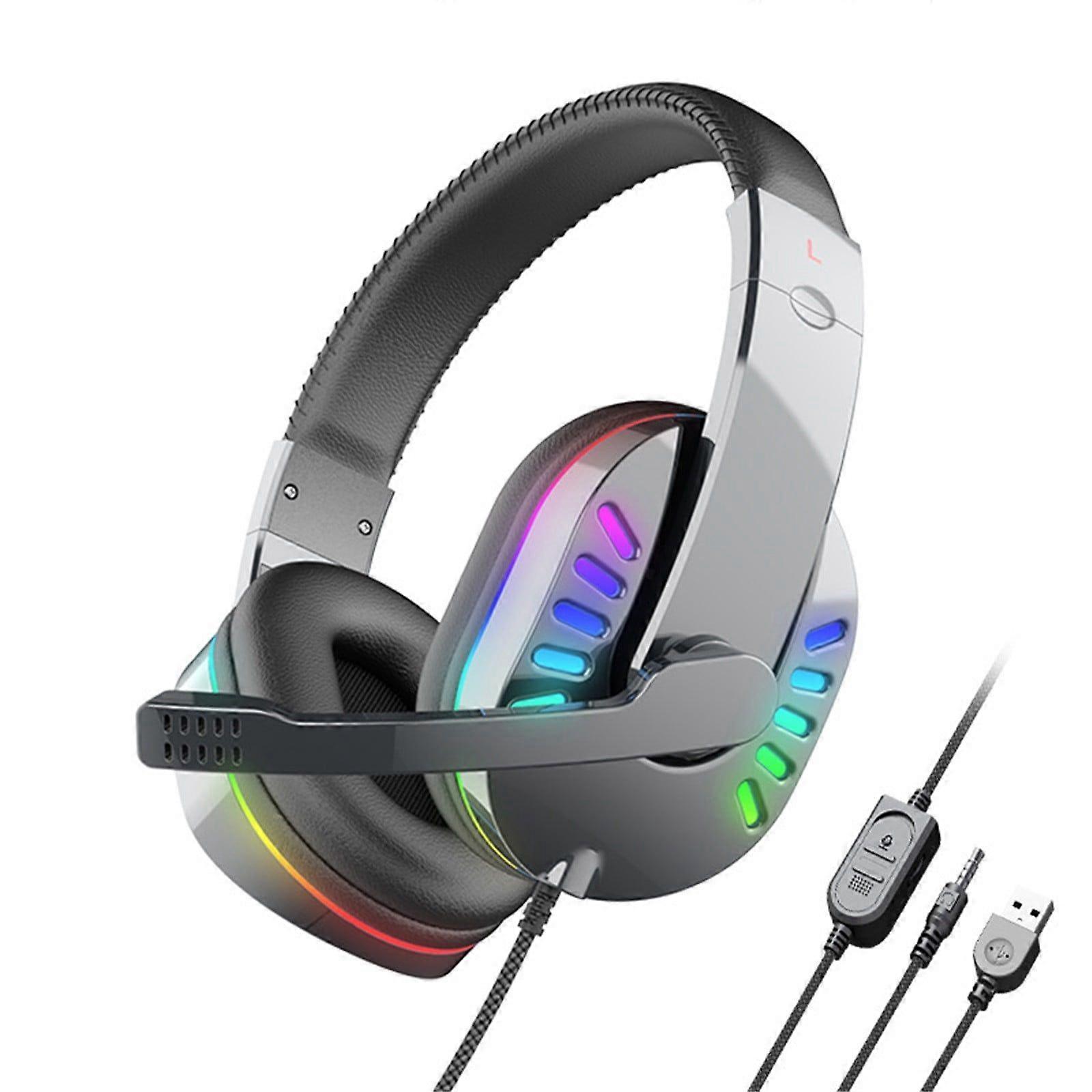 Bluetooth Headphones, RGB Computer Luminous Game Computer Headset Headphones with MIcropho