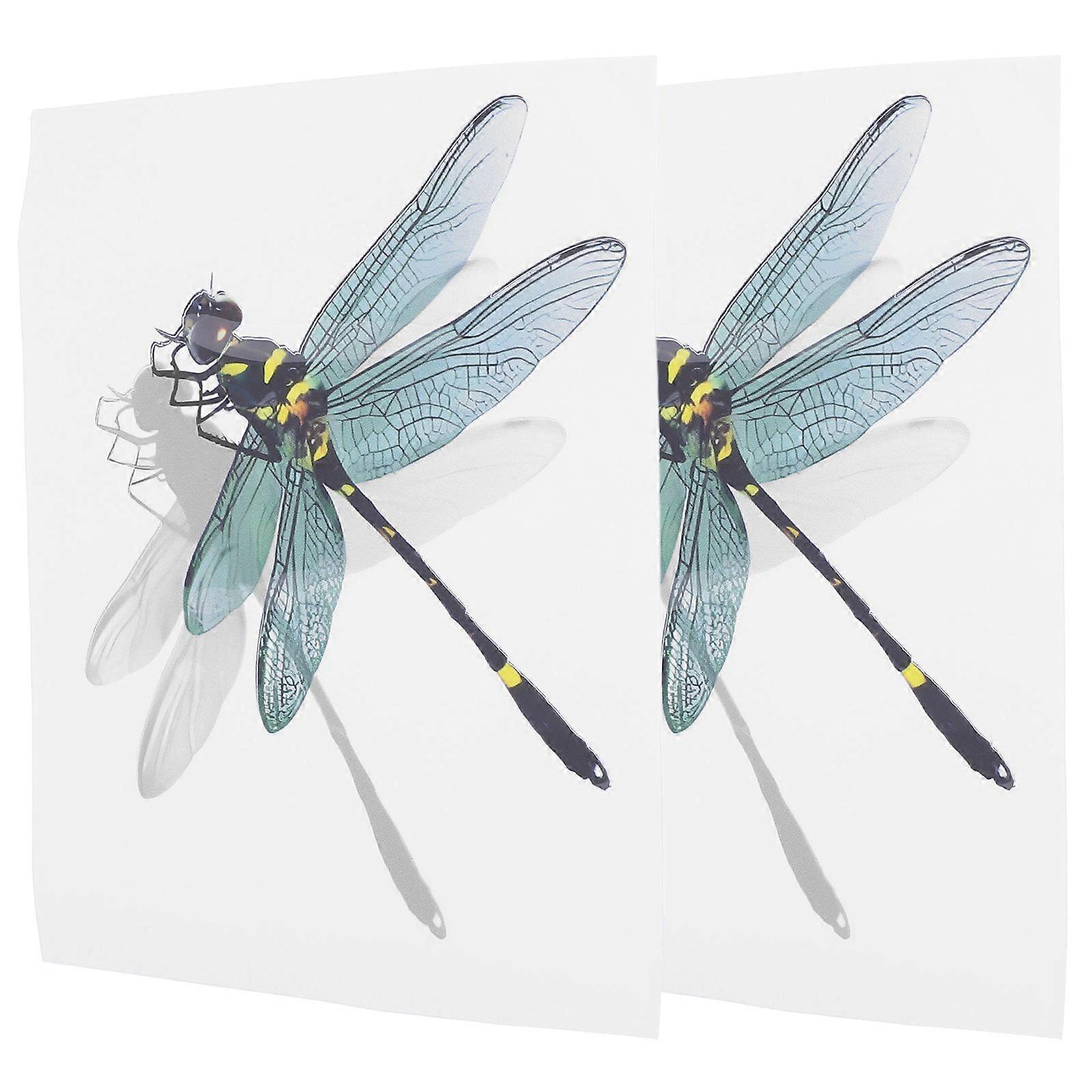 2 Sheets Dragonfly Sticker 3d Decorative Wall Decal Car Sticker Wall Decor