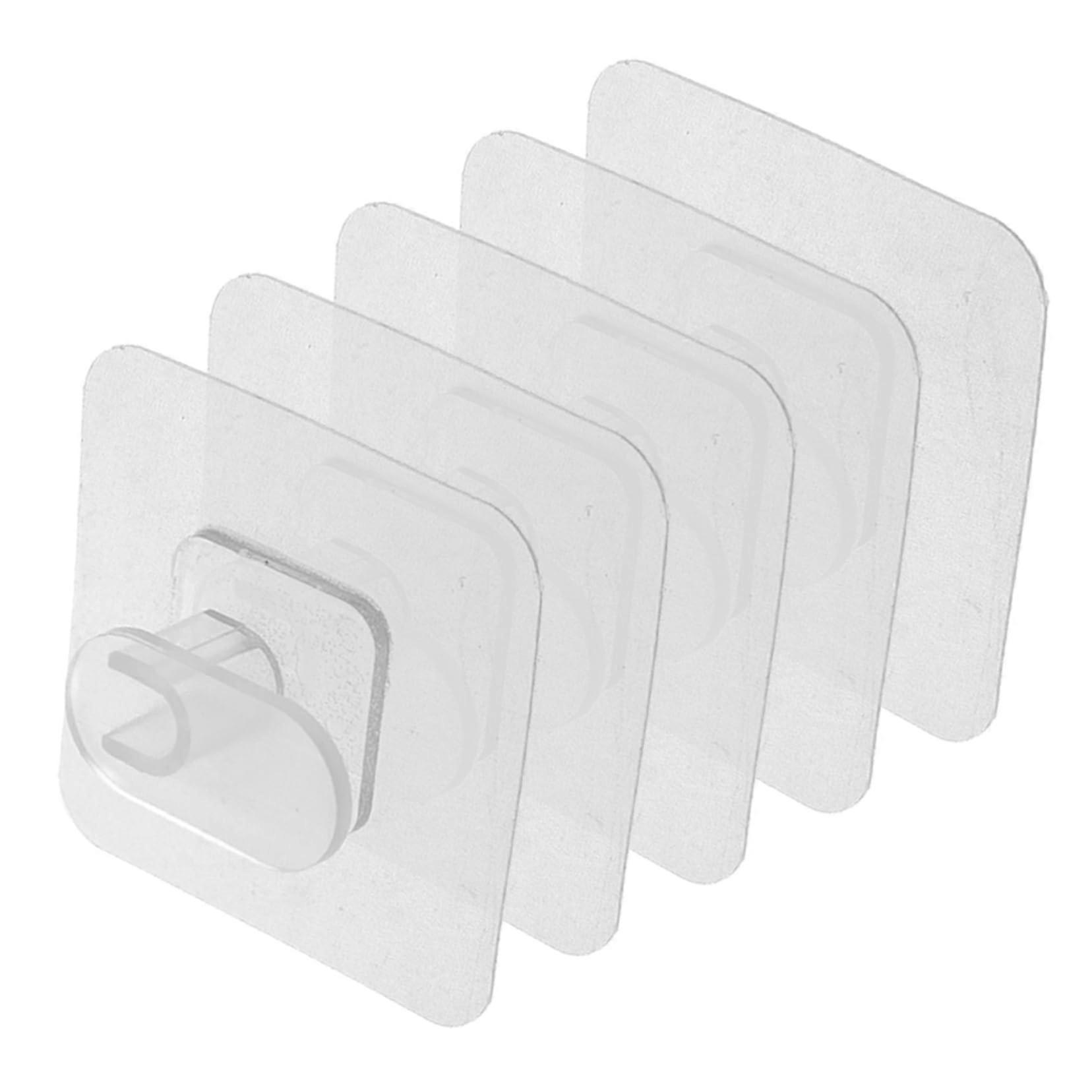 Adhesive Wall Hooks 5pcs Clear Strong Hold for Bathroom Kitchen Shower NoDrill Installation