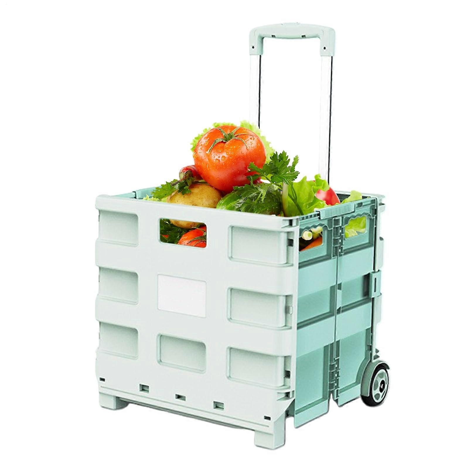 Shopping Trolley with Wheels, Large Capacity Foldable Basket for Grocery Laundry Beach Camping