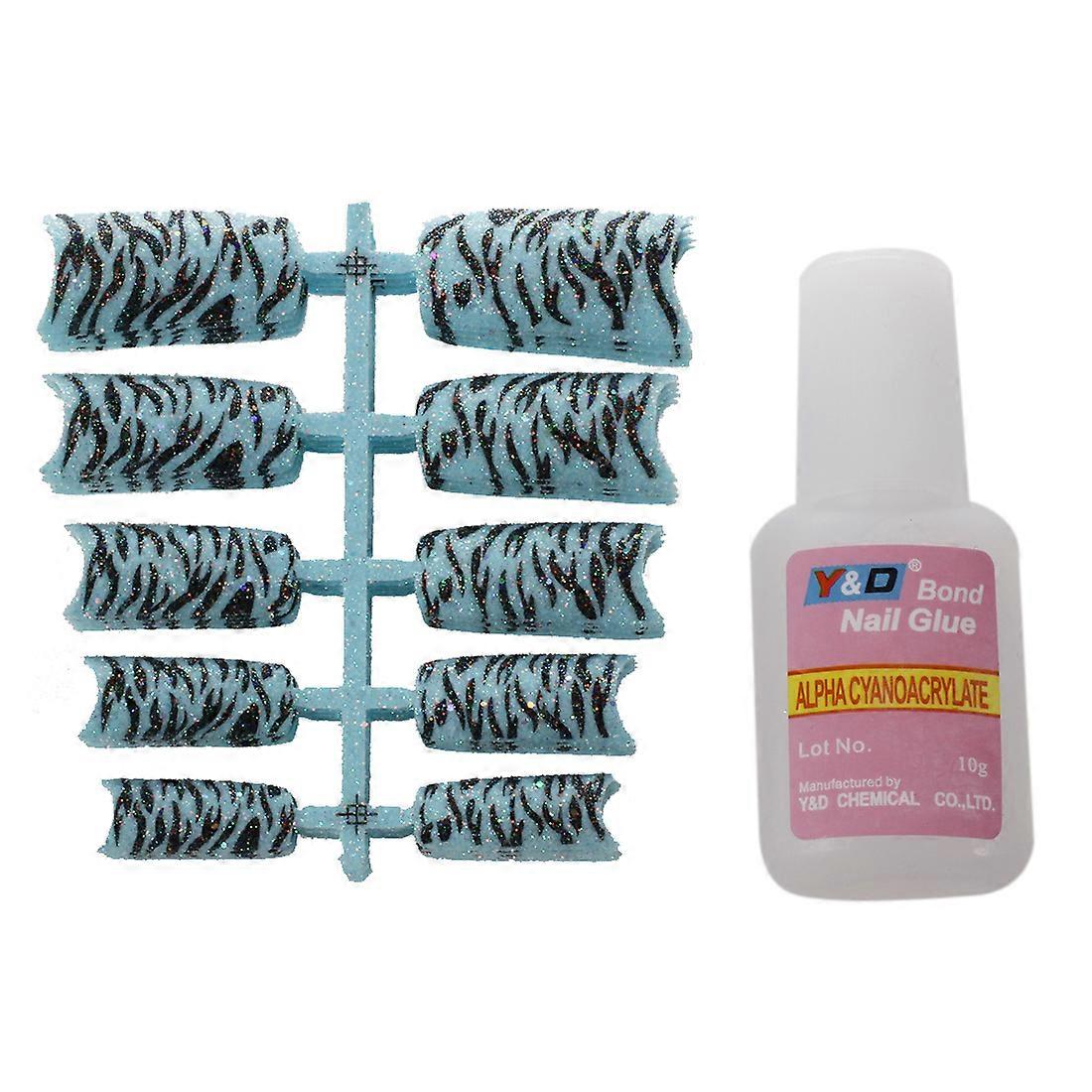 Glitter Twinkle Fashion False Acrylic Nail Tips False Nails Kit