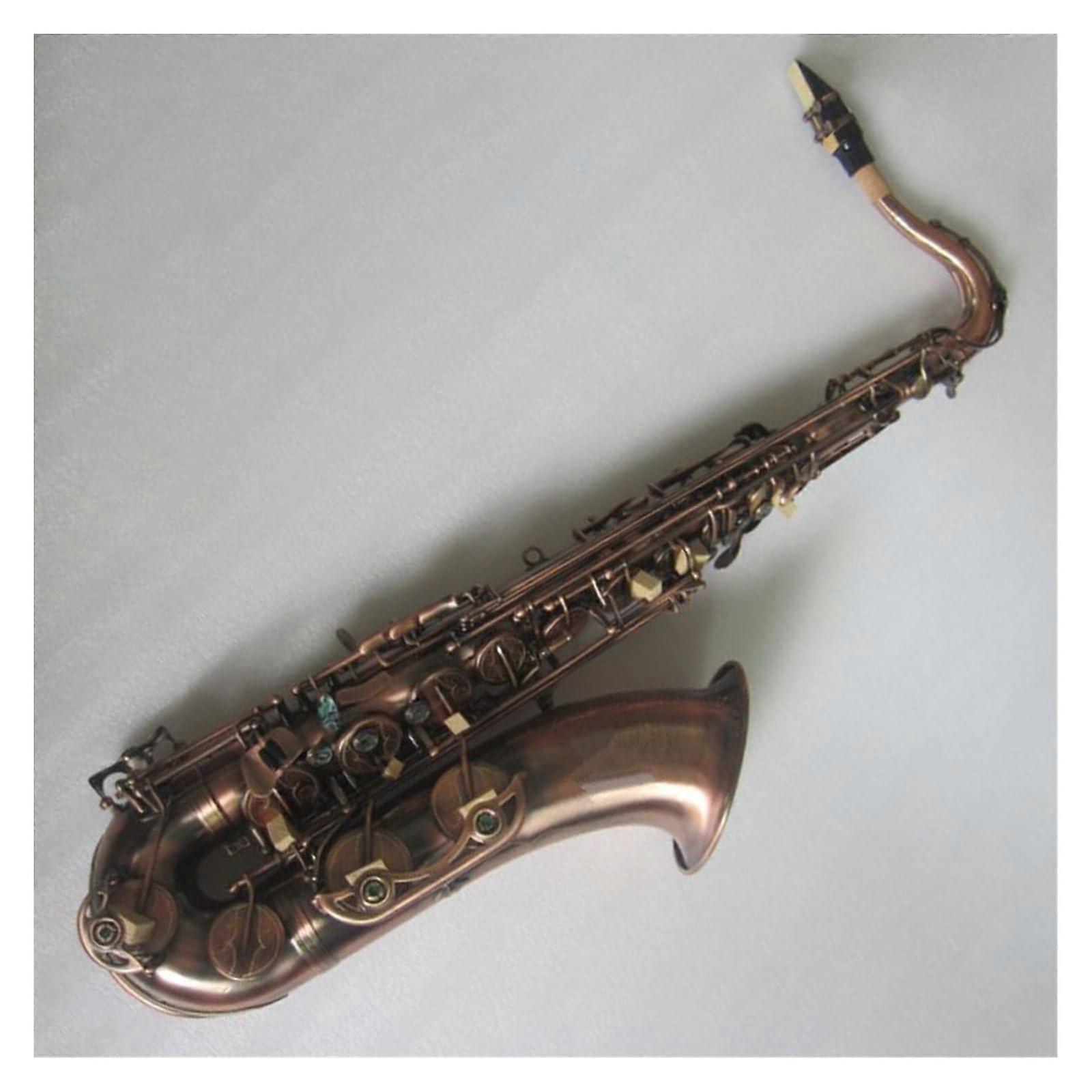 Professional Red Copper Tenor Saxophone Full Size with Warm Tone and Protective Case for Jazz