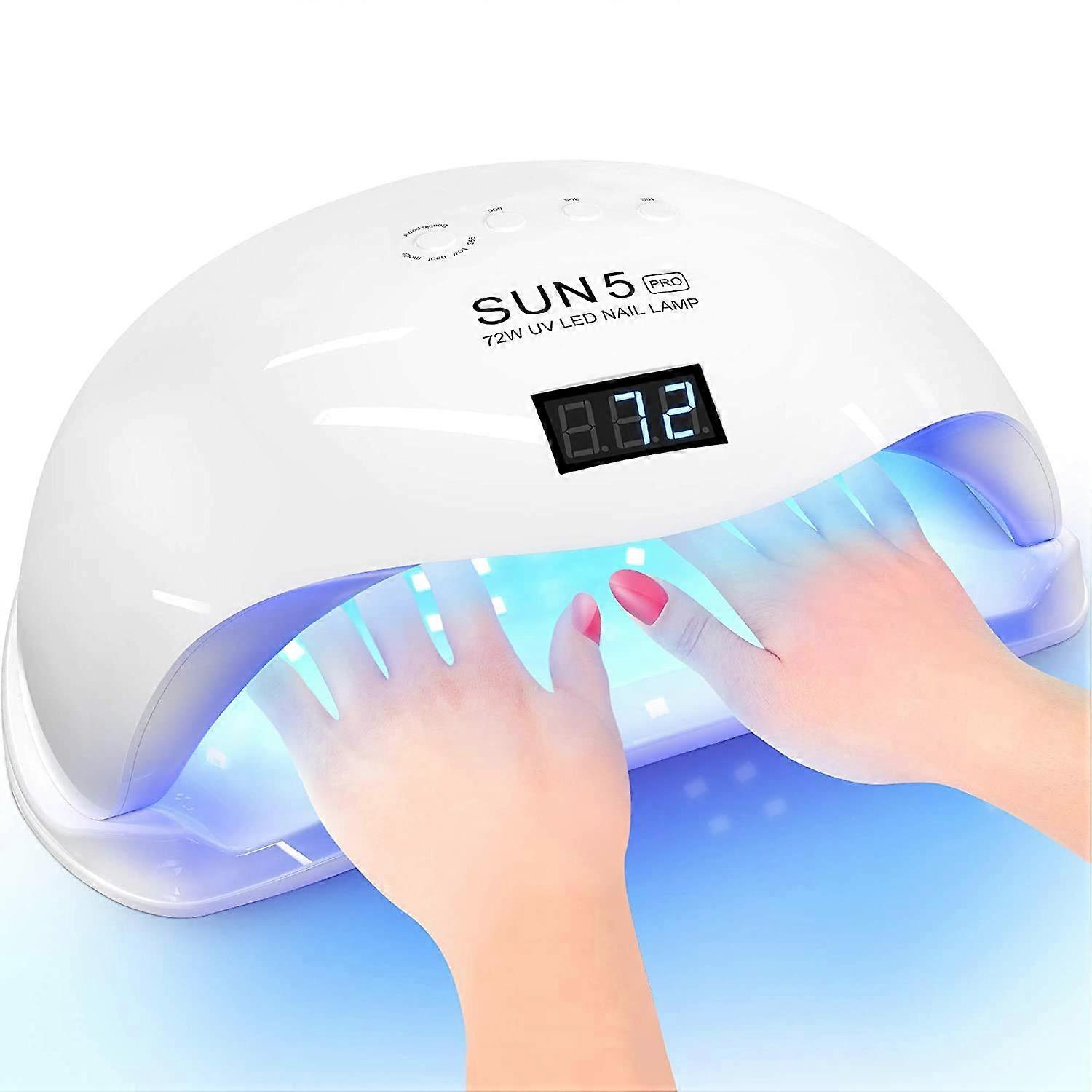 72W UV LED Nail Lamp with Automatic Sensor, Fast Gel Curing, 4 Timer Settings for Manicure