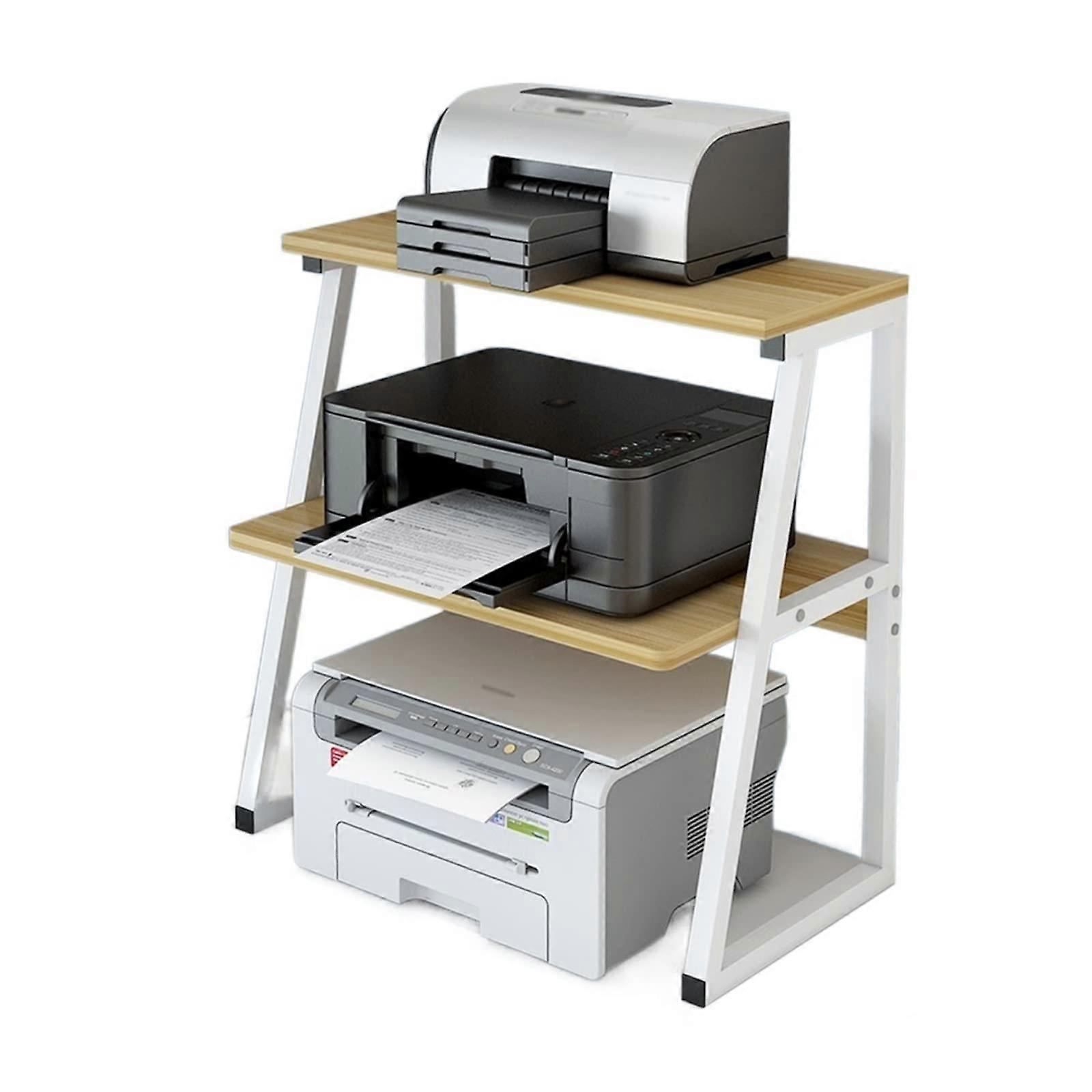 Printer Stand with Compact ThreeLayer Storage, Modern Minimalist Desktop SpaceSaving Rack