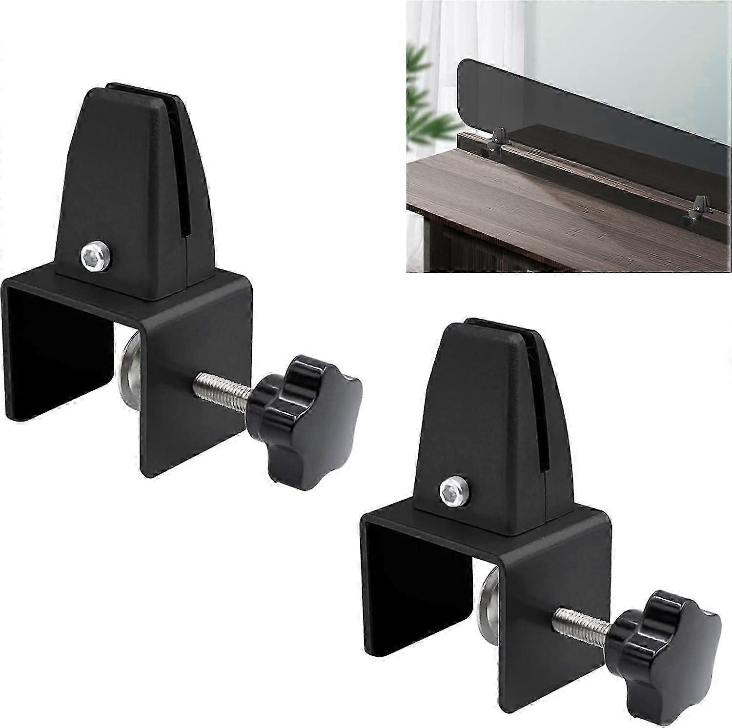 2Pcs Adjustable Silver Desk Partition Privacy Panel Clip Brackets
