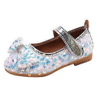 Flower Girls Wedding Party Heel Princess Shoes Flats for Kid Toddler White 3.5-4 Years