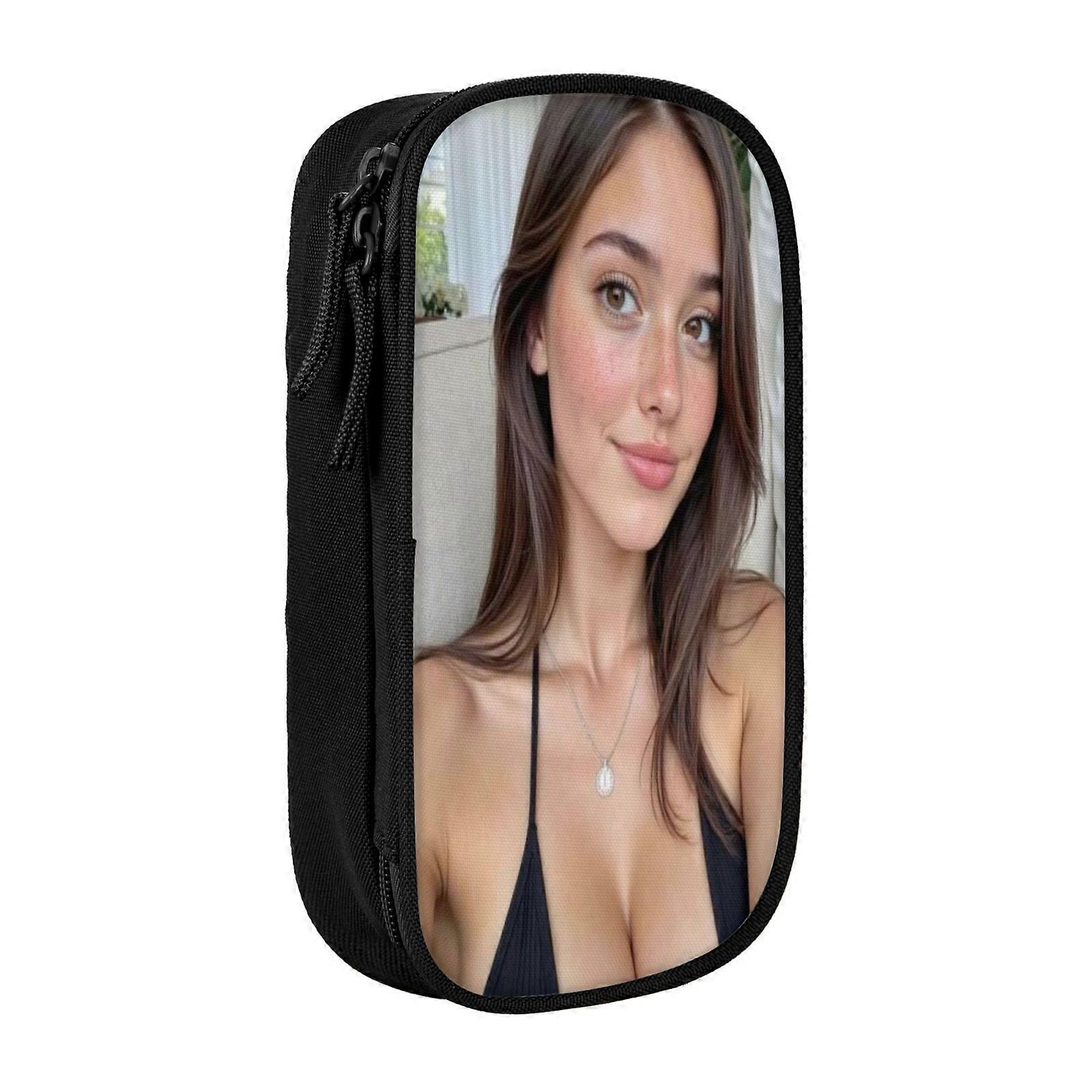 Estojo Riley Reid para escritório e escola - Bolsa com zíper em tecido Oxford com 5 compartimentos para canetas e 3 bolsos de tela (Logotipo personalizado)