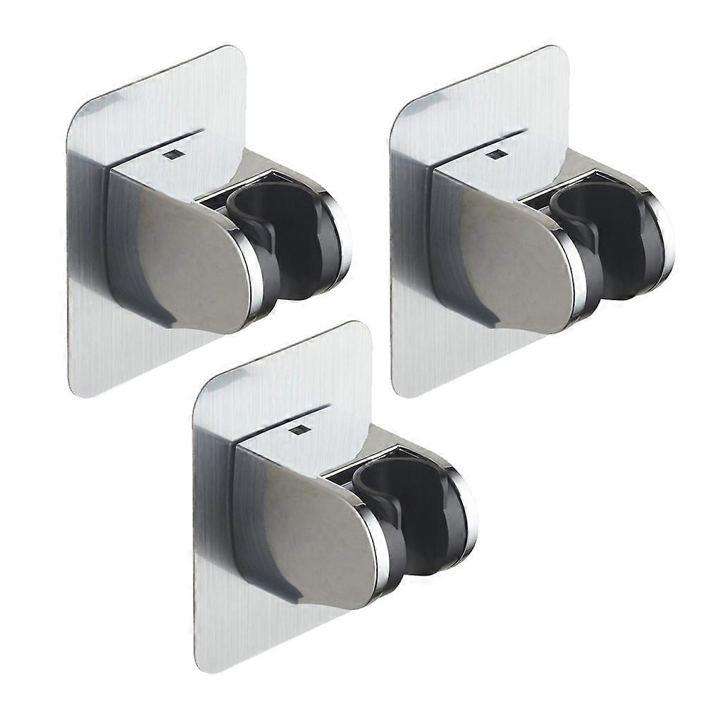 Shower Head Rack for Bathroom with Adhesive Base 3Pcs Silver