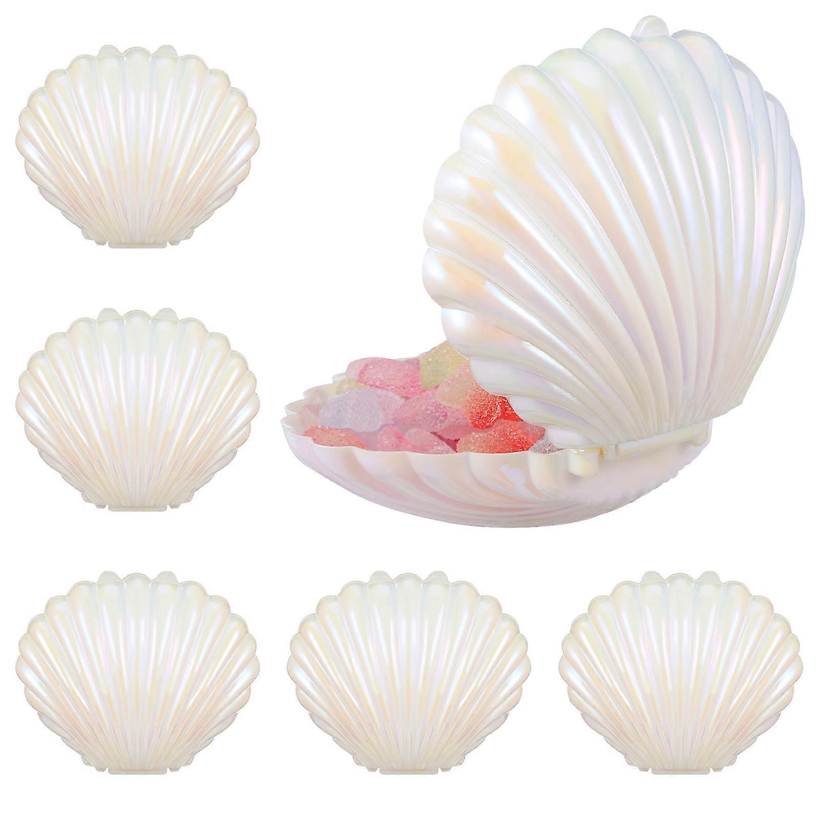 White Seashell Candy Box 60Pcs Plastic Candy Boxes for Storage Use