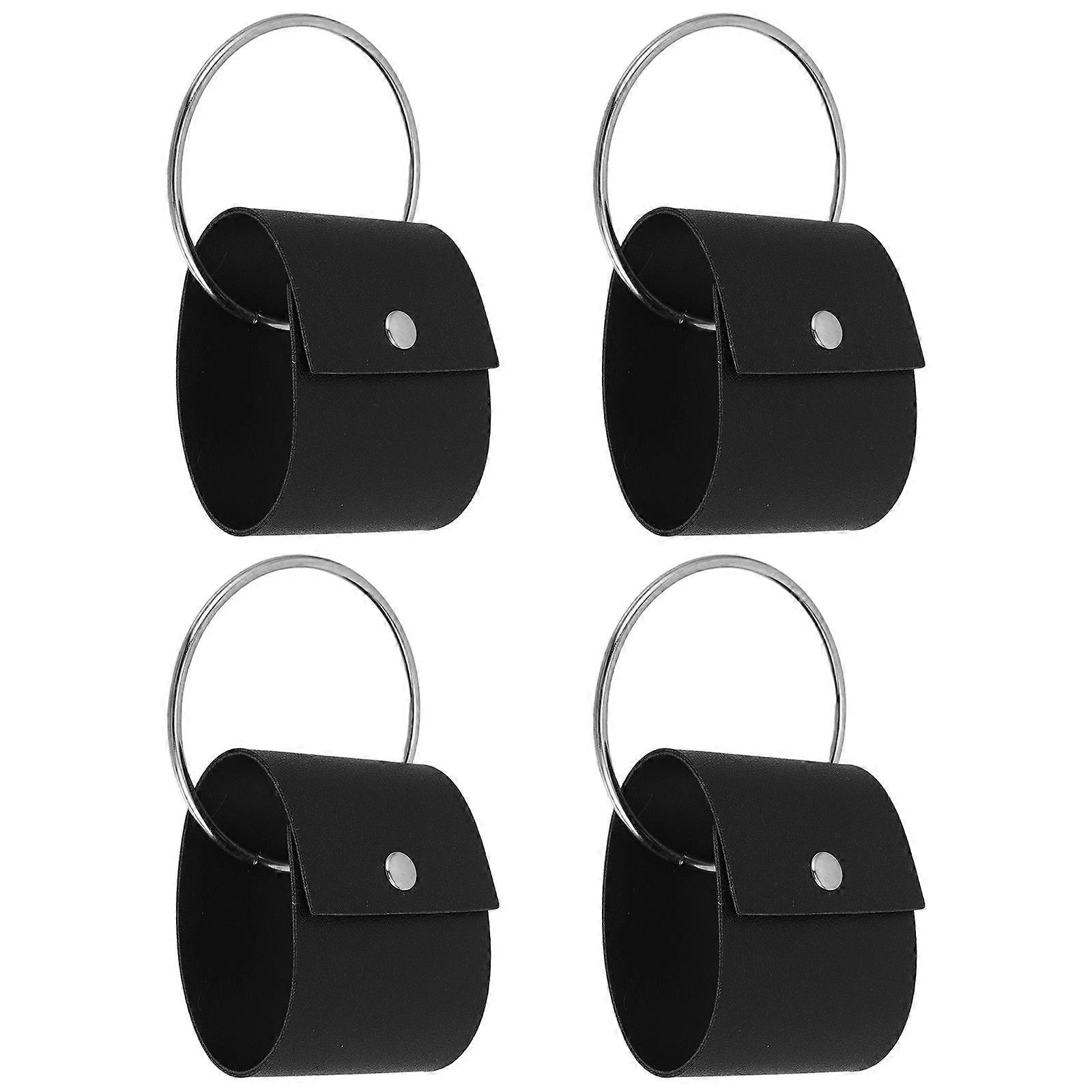 Black Towel Ring Holder with Loop for Bathroom 12Pcs