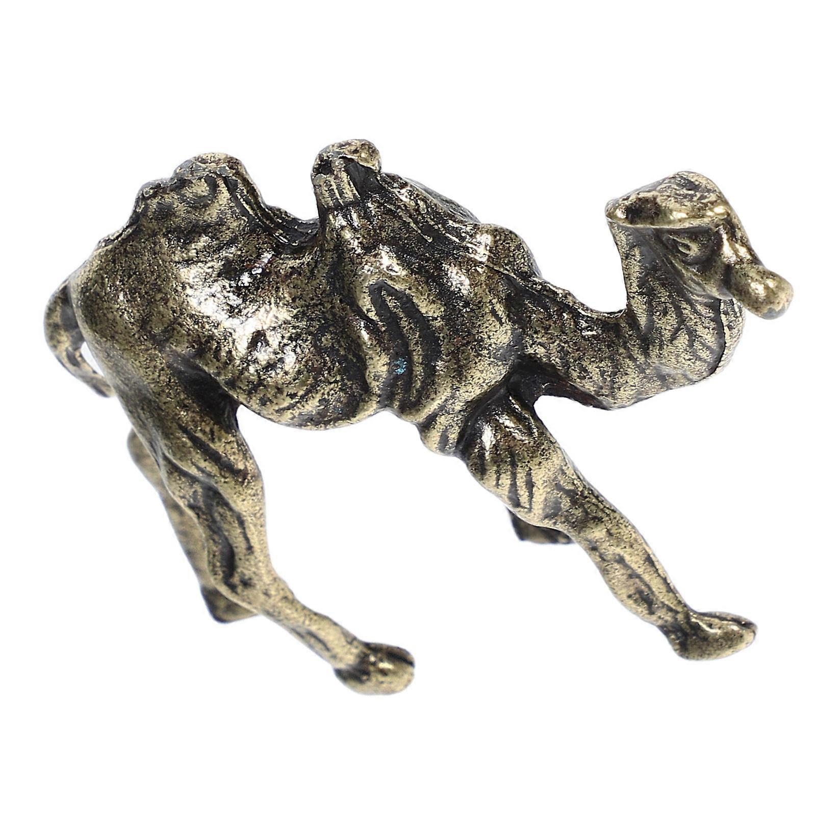Golden Brass Camel Figurine Home Decor Ornament for Storage 1 Piece