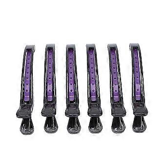6pcs profissional grampo de cabelo portátil home salão seccionando grampo de cabelo conjunto ferramenta de estilo para corte de cabelo (preto roxo)