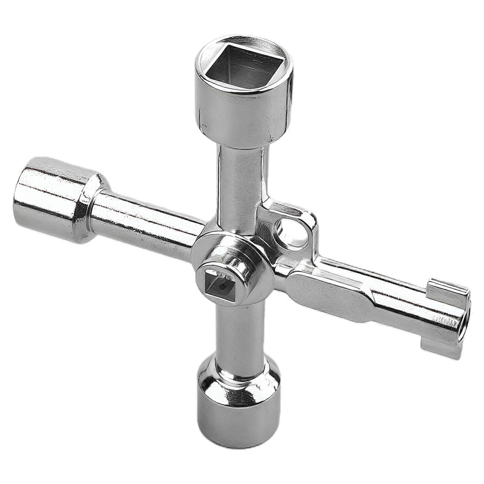 Triangular Key Tool Multifunctional 4 Way Triangle Wrench Key Professional for Train Electrical Elevator Cabinet  Silver