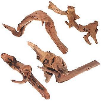 Lot de 4 morceaux de bois flotté pour aquarium : ornement unique de 15 à 20 cm pour aquarium – bois flotté réaliste pour la décoration d’aquariums d’eau douce et l’aquascaping