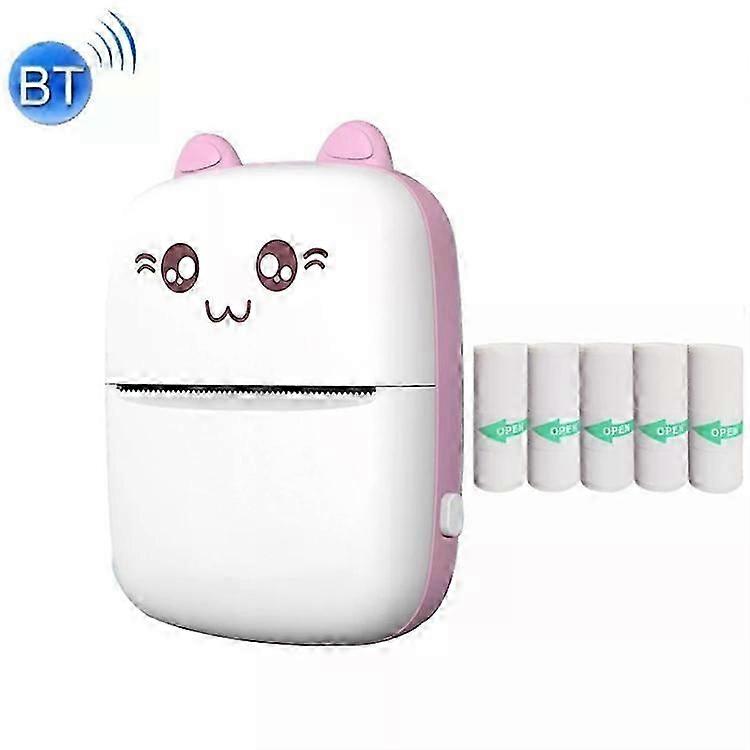 C9 Mini Bluetooth Wireless Thermal Printer With 5 Sticker Papers Pink