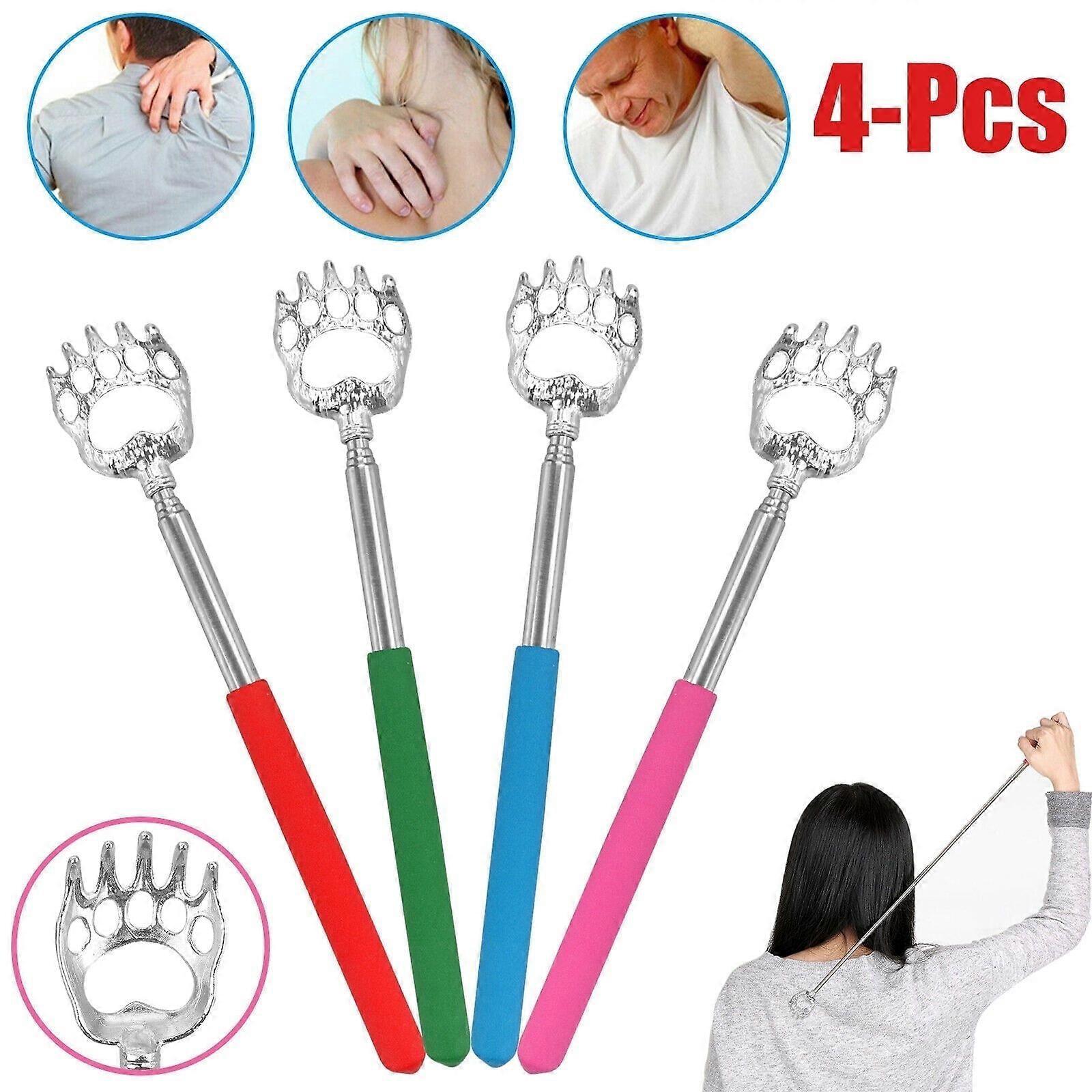 4pcs Extendable Back Scratcher, Bear Claw Backscratcher with Rubber Handle, Random Colors