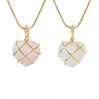 2x Collar Castillo de Diamantes Collar de Piedra de Nacimiento Colgante de Corazón Joyería para Niñas