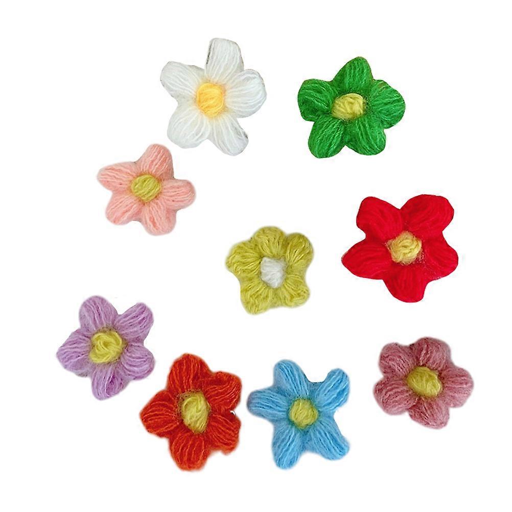 Blumenbrosche aus Wollgarn, 9 Stück, sortiert