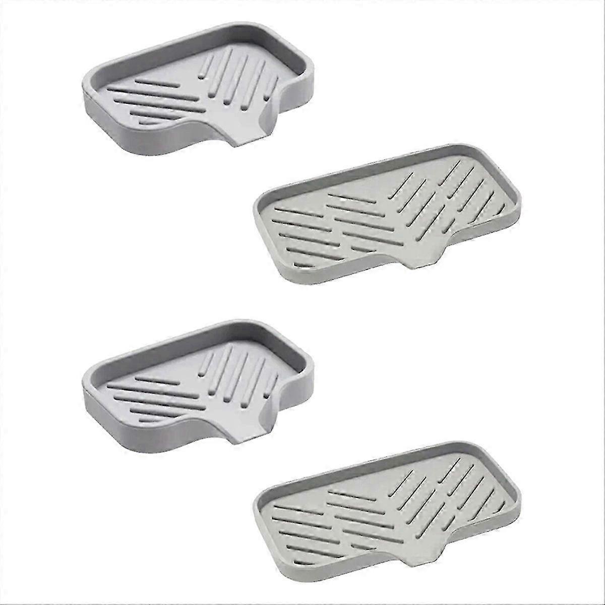 Sink Silicone Tray with Drain Soap Sponge Storage Rack