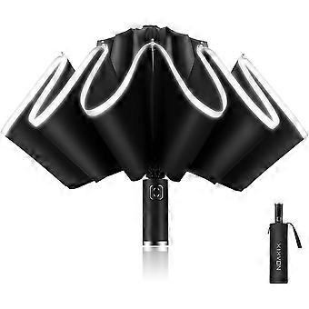 Liangnv Umbrella Pro | UPF 50+ 99% UV Protection, Reflective Safety Strip, Sturdy Windproof, Travel Portable, Automatic | Reverse Folding Umbrella