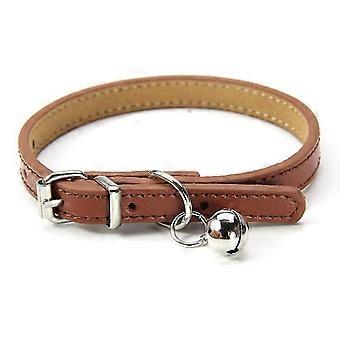 Leather Collar For Cats And Puppies, Adjustable 20cm-27cm Cm - Brown