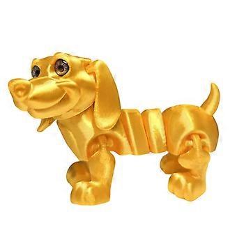 Giocattolo stampato in 3D, ornamento a forma di cane bassotto flessibile e completamente snodato, statuetta antistress con texture metallica, decorazione da scrivania.