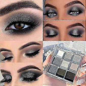 Nero Smokey Grigio Argento Glitter Shimmer Eye Eyeshadow Makeup Palette, 9 colori Cool Toned Matte Glitter Eyeshadow Palette Make Up Black Radiance Eyes