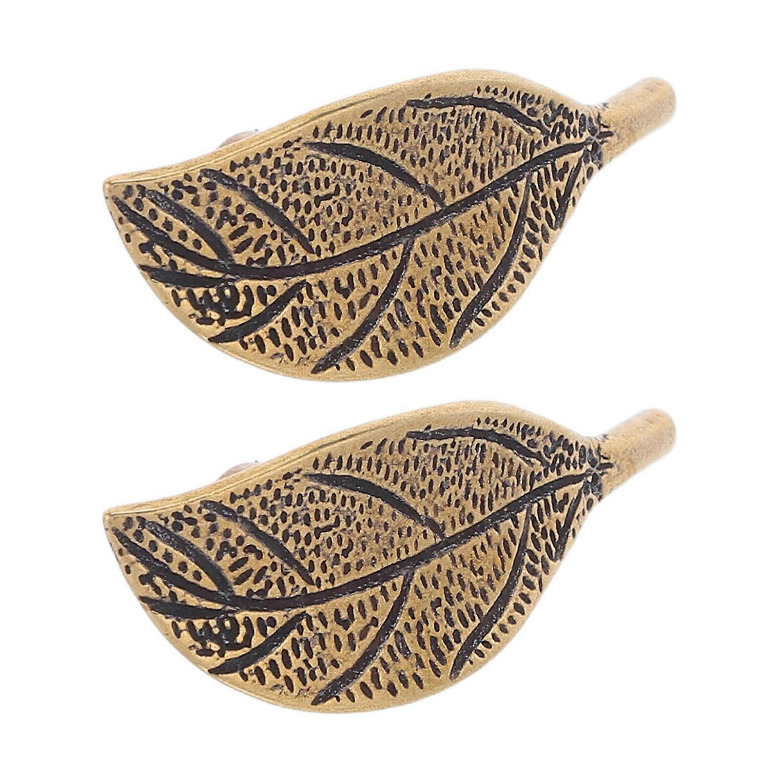2pcs Brass Drawer Pulls: Kitchen Cabinet Knobs - Vintage Leaf Dresser Knobs - Hardware For Cupboard Nightstands Drawer Pulls Replacement Style 2