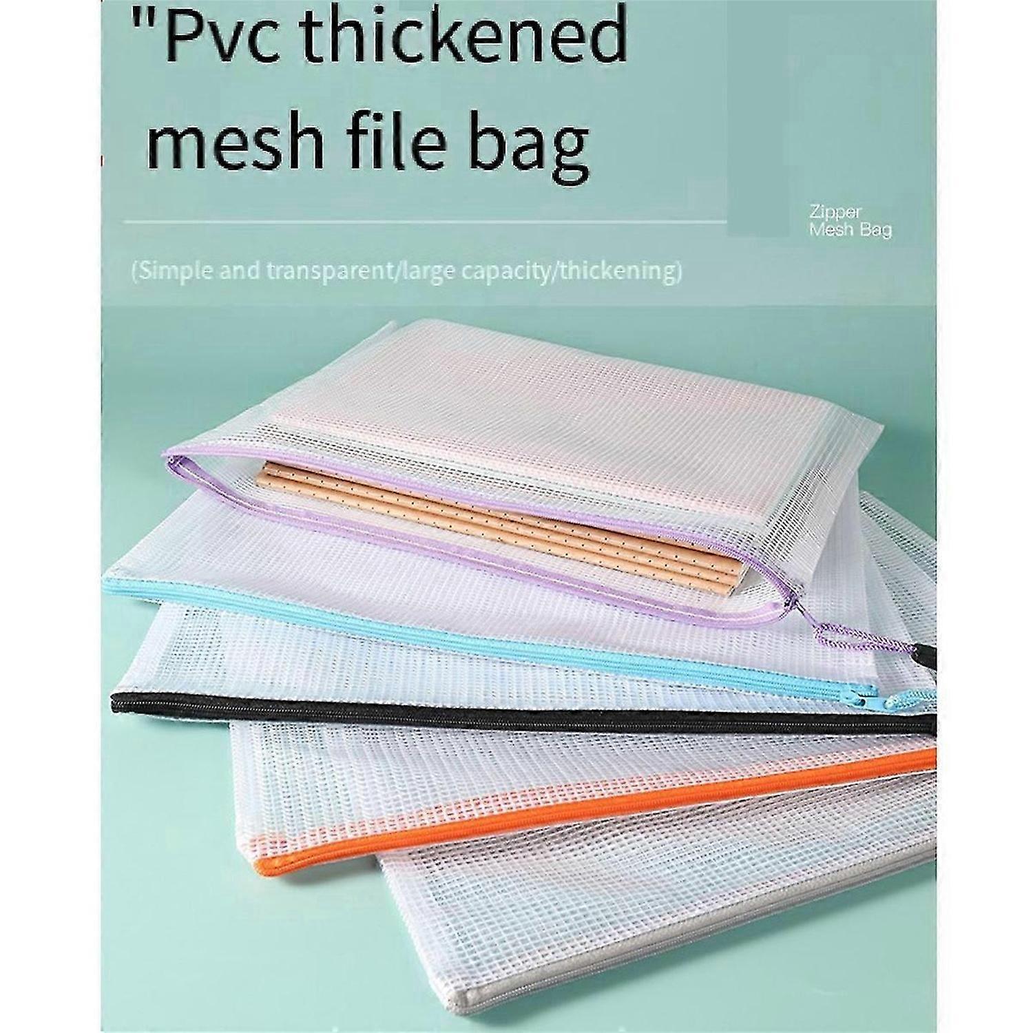 12PCS A4 Plast Zip Plånböcker A4 Zip Lock Väskor Mappar Mesh Fil Påsar