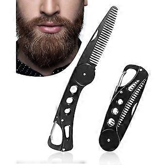 Pettine da barba in acciaio inossidabile, pettine da barba pieghevole, pettine per baffi, pettine tascabile, pettine per acconciatura da uomo, per capelli, barba e baffi