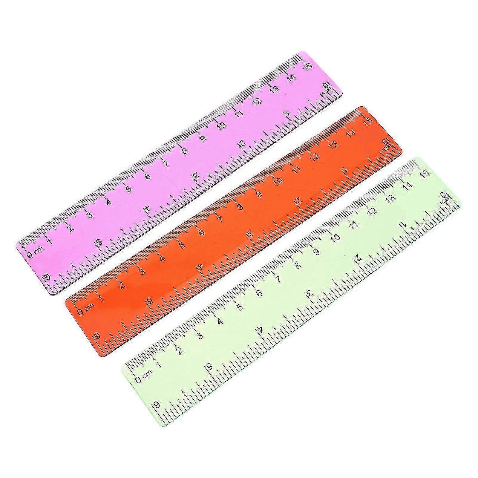 Plastic Ruler Set 3 Pcs, Assorted Color, 15.7 cm, for Students, Drafting, Measuring