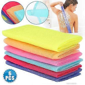 6x Exfoliating Wash Cloth Nylon Japanese Korean Bath Towel Body Back Skin Scrub 2025