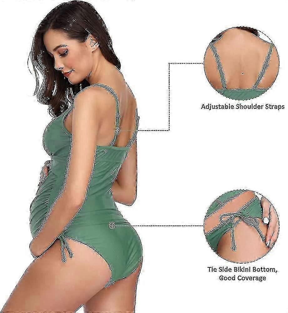 Solid Women's Maternity Badpak Retro Plum Wrap Front Tankini