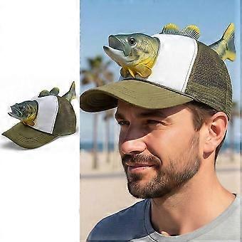 Lustige 3D-Fisch-Truckerkappe, verstellbare Passform, Einheitsgröße, originelle Angelmütze, atmungsaktive Baseballkappe aus Mesh für Damen und Herren_cxn1