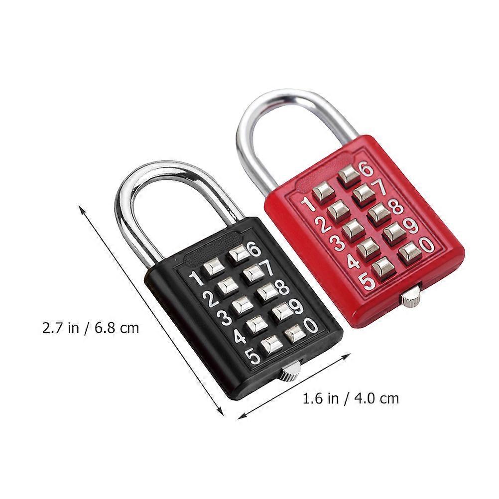 10 Digit Combination Padlock Push Button Lock with 2Pcs for Locker Gym Use