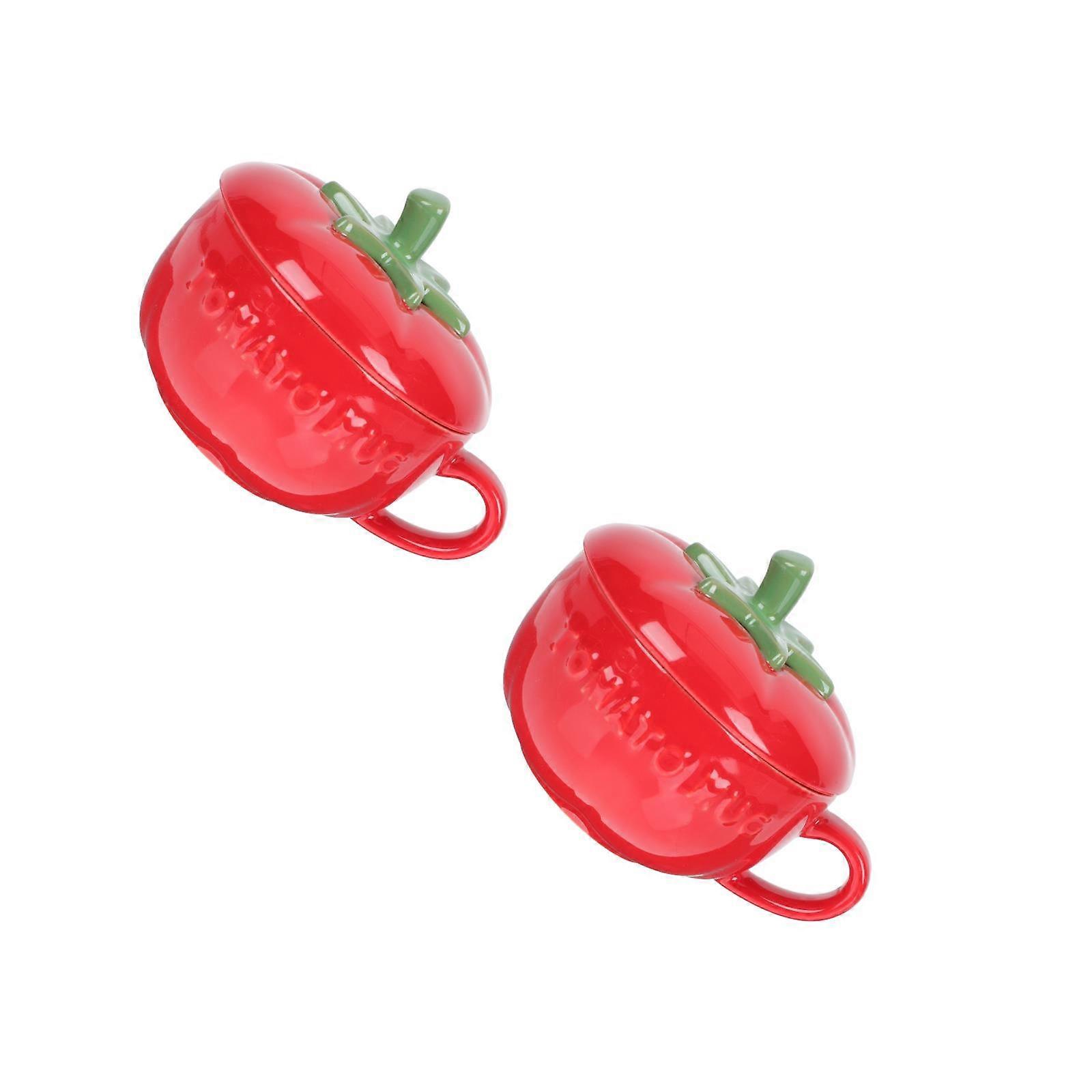 Assorted Color Tomato Shape Ceramic Coffee Cup for Milk 2Pcs