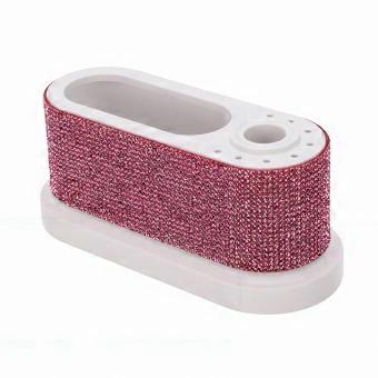 Nagelbohrer-Halterung mit 8 Ablagen für Bohrer, leicht, stabil und ordentlich, staubfrei. Zubehörhalterung für Nagelbohrer, rosa mit Strasssteinen.