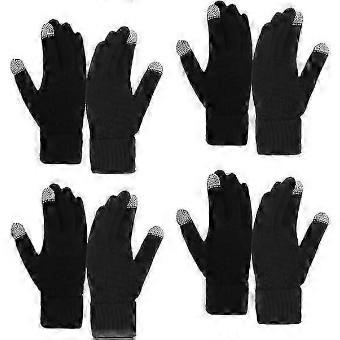 Women's Winter Gloves with Touch Screen, Thermal Gloves with Elastic Wrist, 4 Pairs, Black core