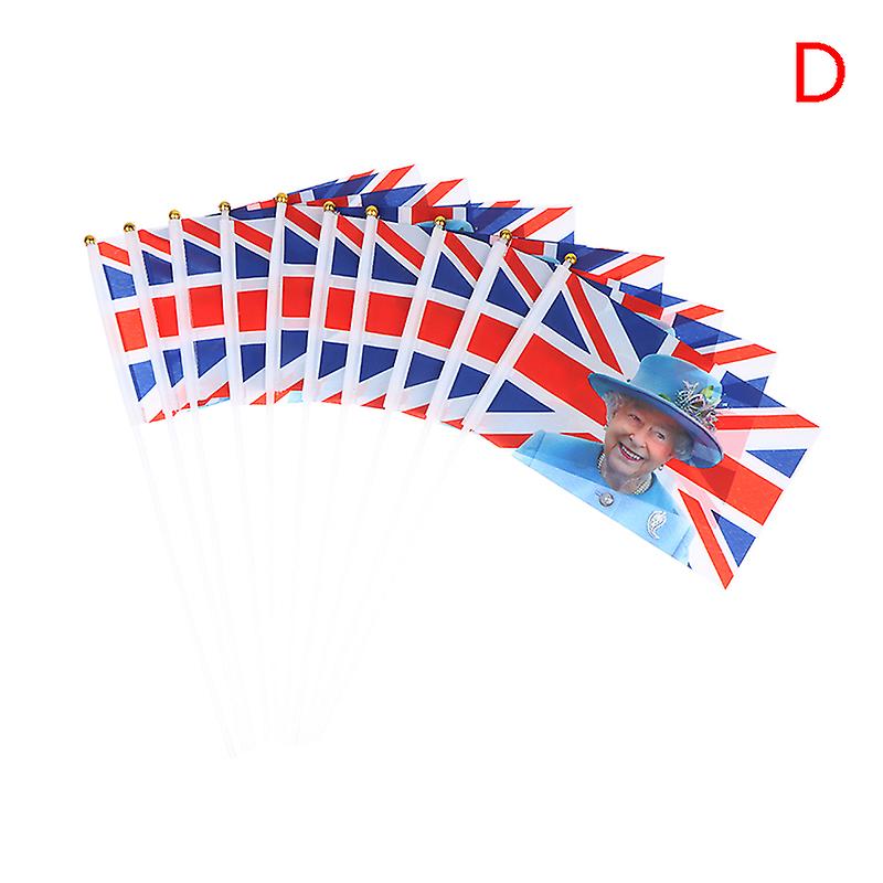 10pcs Queens Jubilee Flags 2022 Union Jack Hand Waving 70th Anniversary Flag