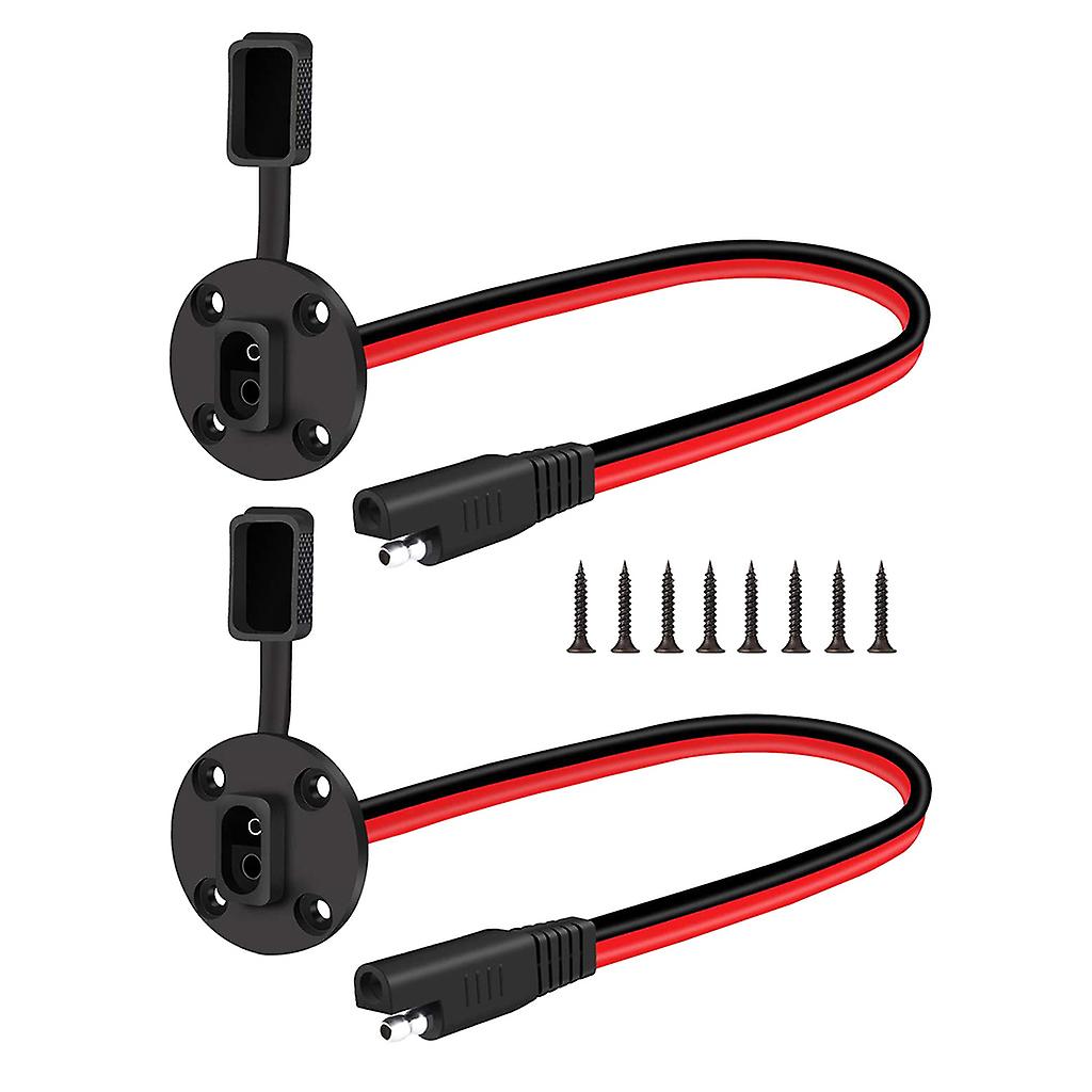 2Pcs SAE Power Socket Sidewall Port Connector Cable Weatherproof 12AWG Quick Connect Solar Panel Mount Plug with 8 Screw