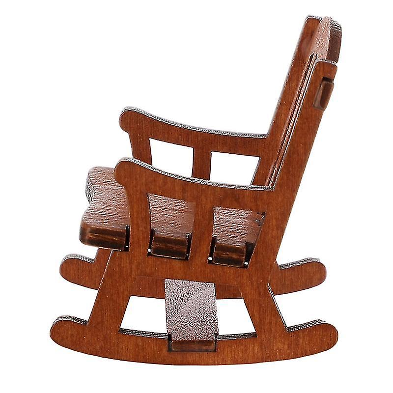 7X5.7cm Brown Toy Playsets 1pc Mini Furniture Decoration Doll House Miniature Rocking Chair Model De